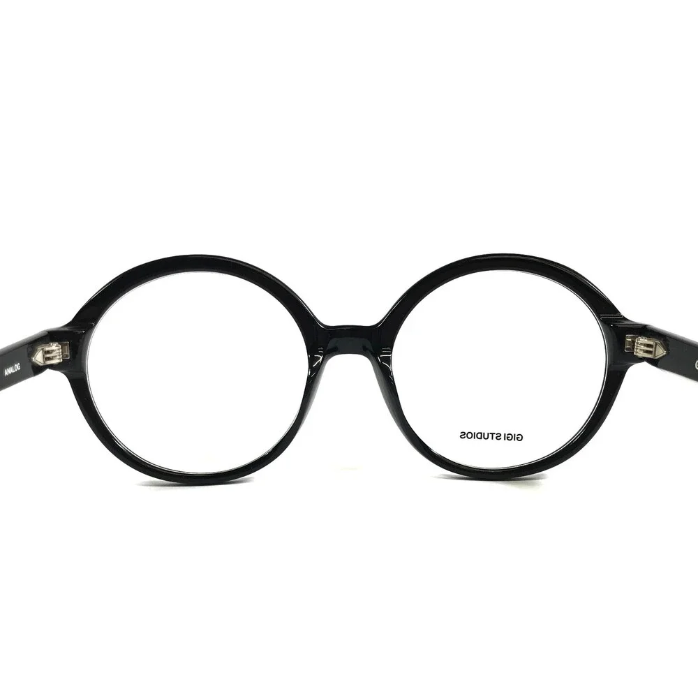 Gigi Studios Eyeglasses Frames ANALOG 6879/0 Black White Striped Round 52-18-140